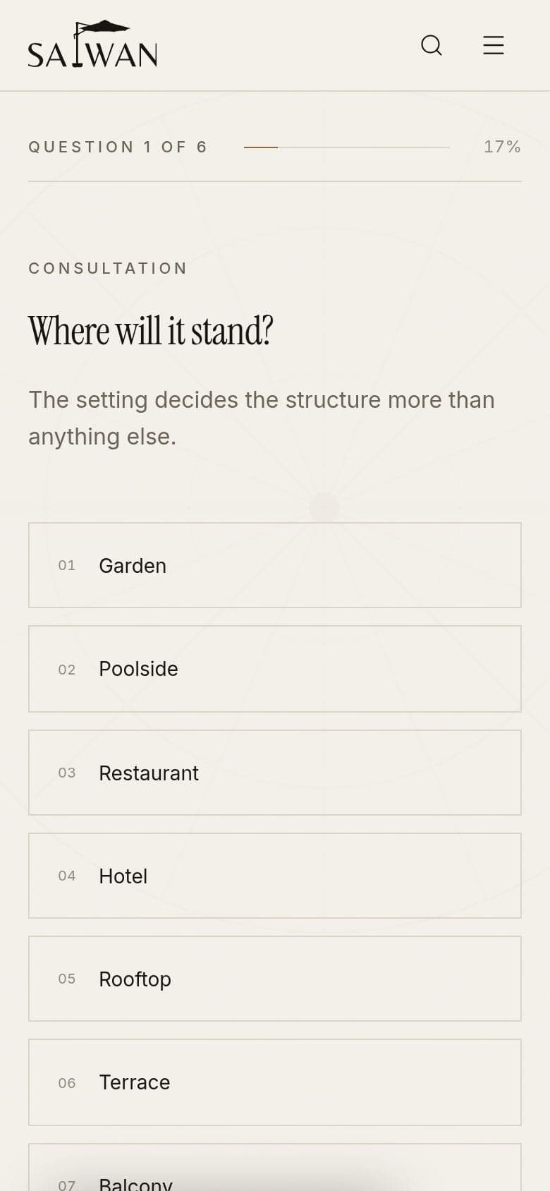 Find Your Shade on a phone: “Where will it stand?” with its answers as a list.